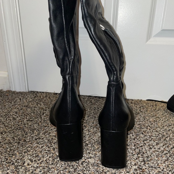 Zara knee high black block heel boots with zipper Womens size 41 (9.5-10 US) - Picture 5 of 13